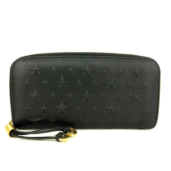 Jimmy Choo Filipa Star Embossed Leather Zip-Around Wallet – Black - Picture 1 of 8
